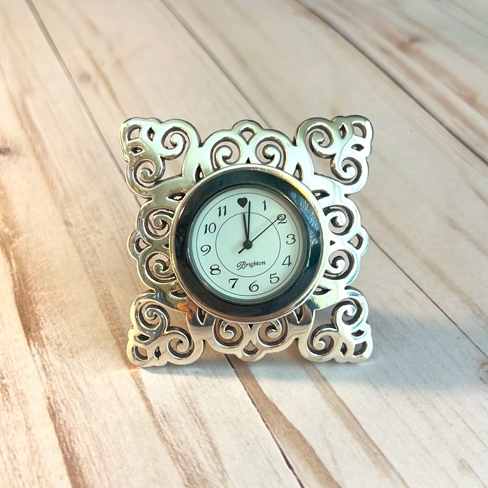 Brighton Silver Geneva Table / Desk Clock